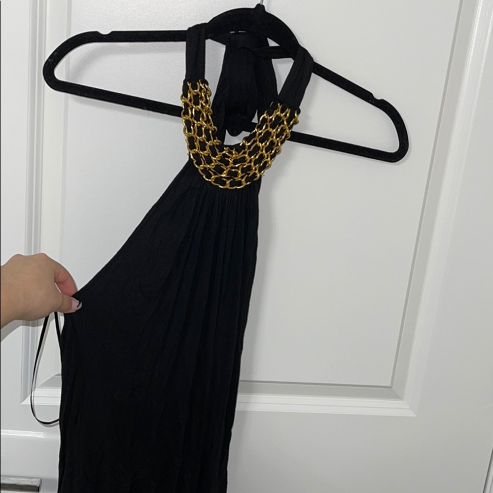gold chain neck evening top